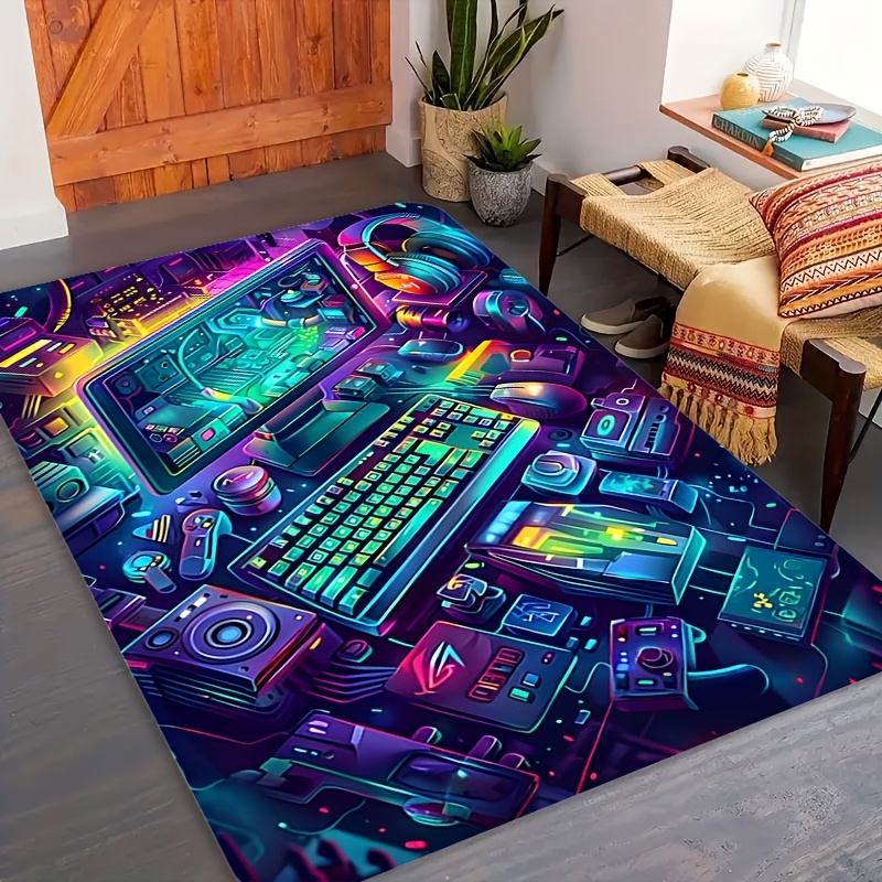 Cyberpunk Gaming Rug Flannel C - Retro Gaming Rug review and price