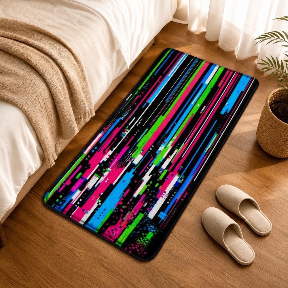 Cyberpunk Glitch Colorful Vert - Retro Gaming Rug review and price